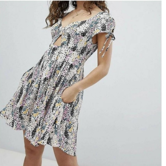 Free People Floral Cut out Boho Summer Dress XS - Picture 3 of 11